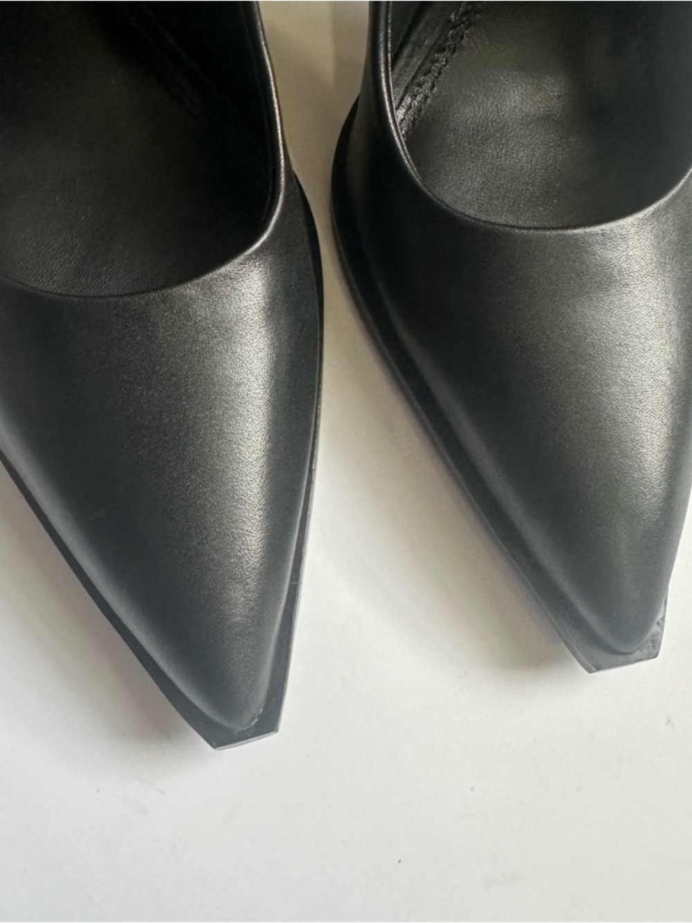 Reiss Black Pointed Leather Stiletto Heels - Picture 8 of 10